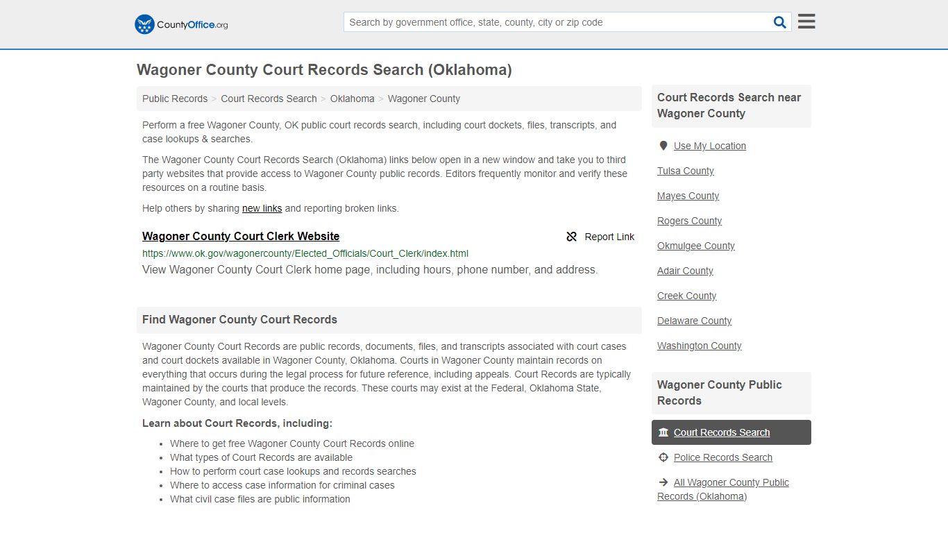 Court Records Search - Wagoner County, OK (Adoptions ...