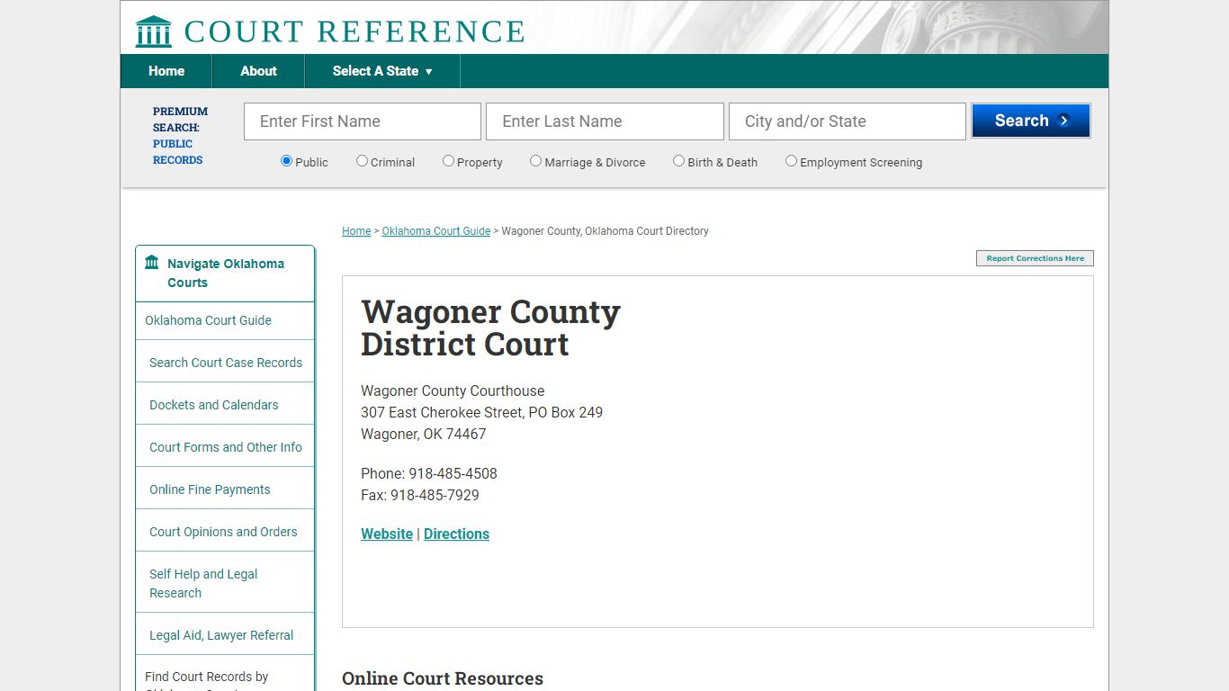 Wagoner County District Court - Court Records Directory